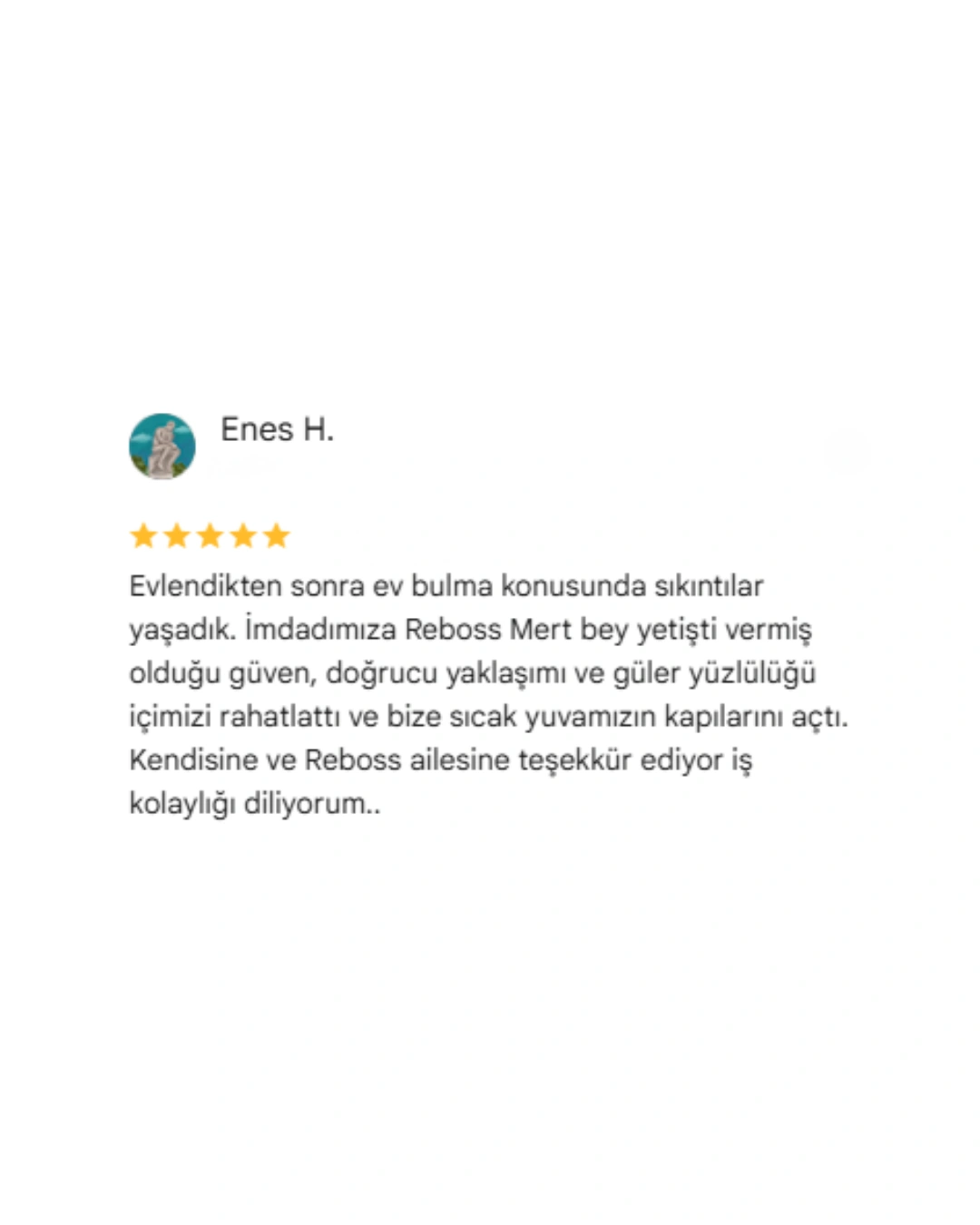REBOSS Gayrimenkul Google Yorumları