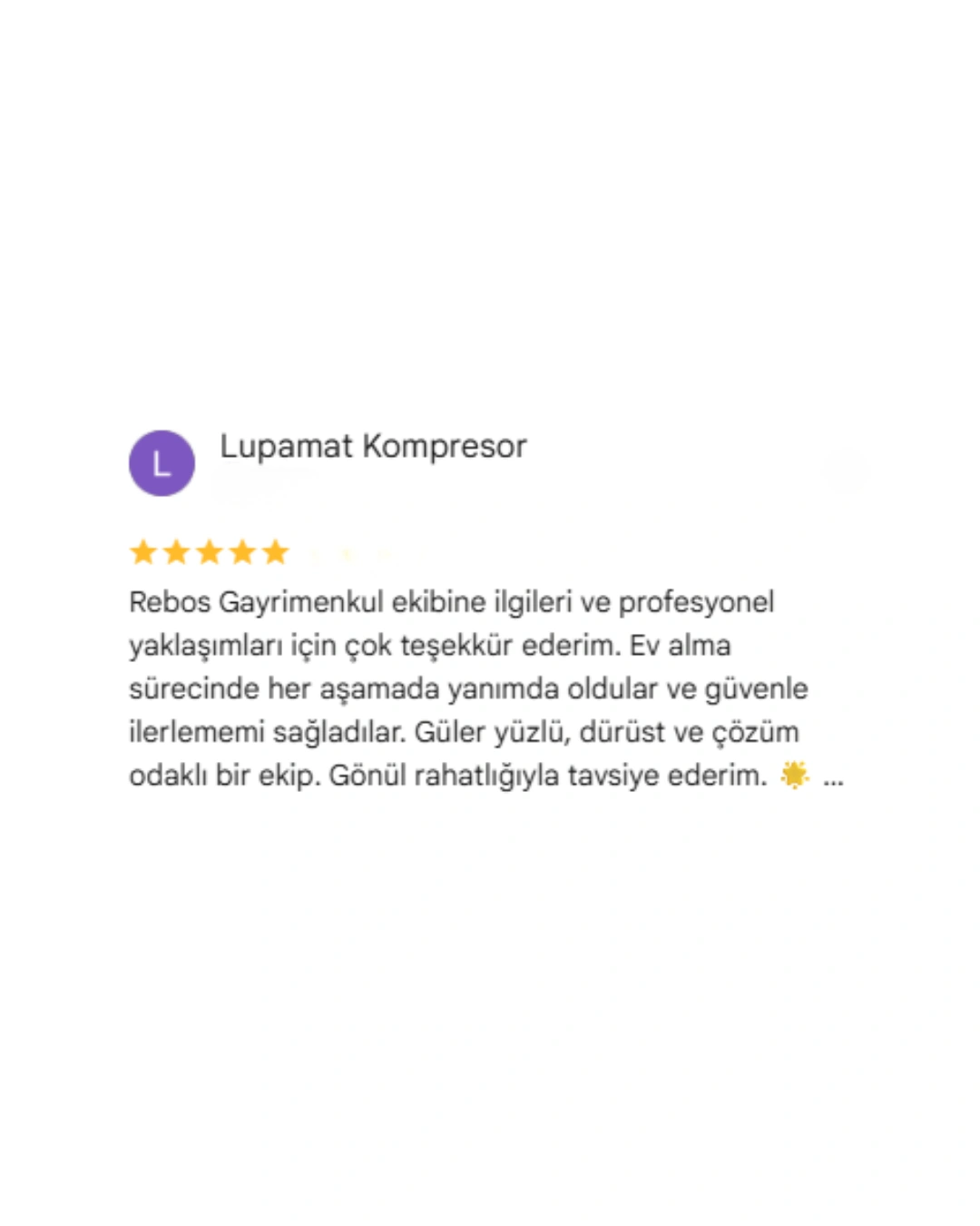 REBOSS Gayrimenkul Google Yorumları